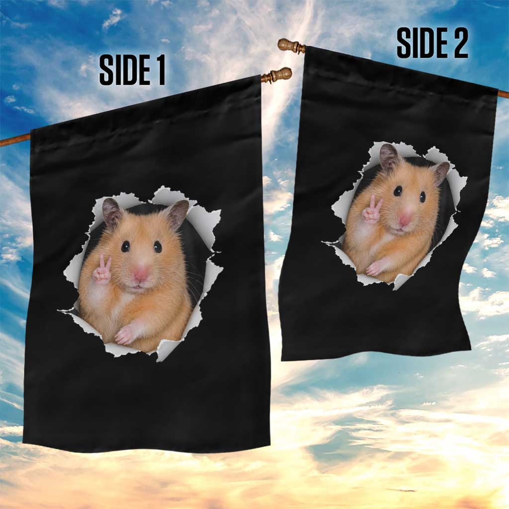 Funny Curious Hamster Peeking Through A Cracked Wall Meme Garden Flag TS12 Print Your Wear