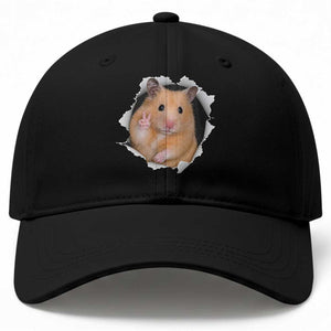 Funny Curious Hamster Peeking Through A Cracked Wall Meme Baseball Cap TS12 Print Your Wear