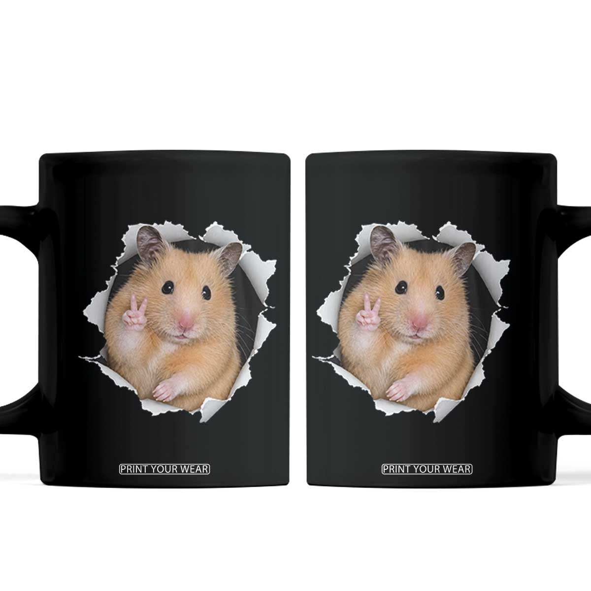Funny Curious Hamster Peeking Through A Cracked Wall Meme Coffee Mug TS12 Black Print Your Wear