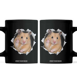 Funny Curious Hamster Peeking Through A Cracked Wall Meme Coffee Mug TS12 Black Print Your Wear