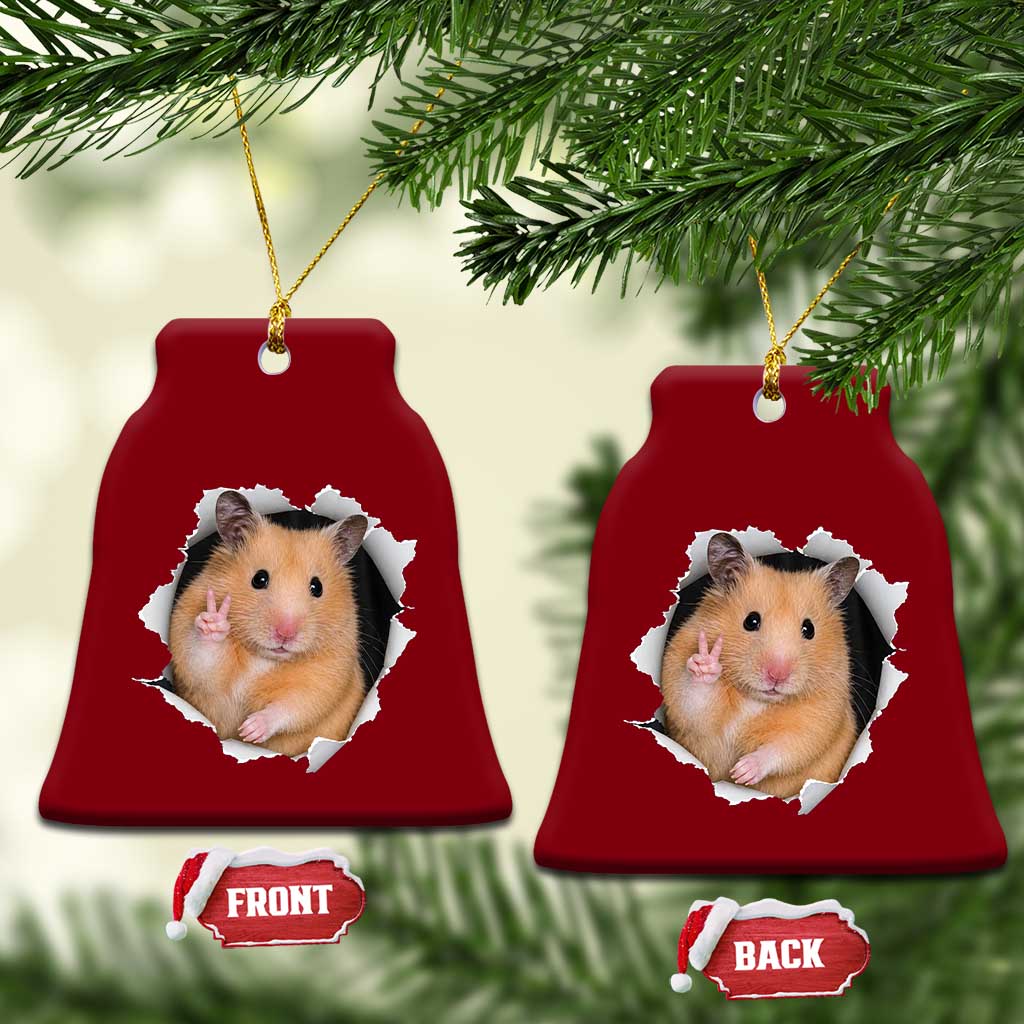 Funny Curious Hamster Peeking Through A Cracked Wall Meme Ceramic Ornament TS12 Print Your Wear