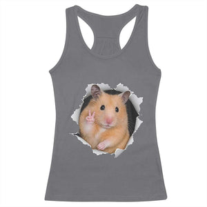 Funny Curious Hamster Peeking Through A Cracked Wall Meme Racerback Tank Top TS12 Charcoal Print Your Wear