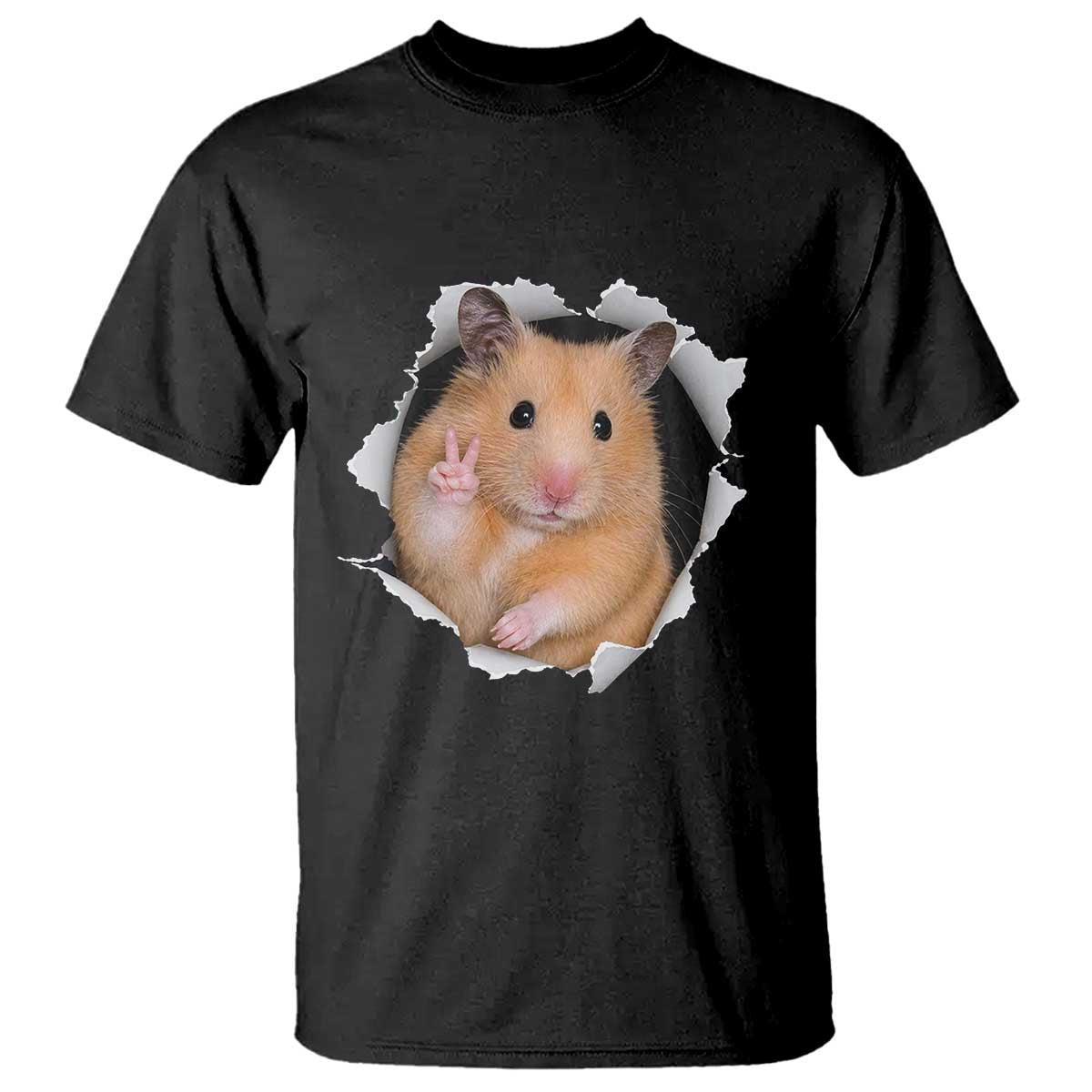 Funny Curious Hamster Peeking Through A Cracked Wall Meme T Shirt TS12 Black Print Your Wear