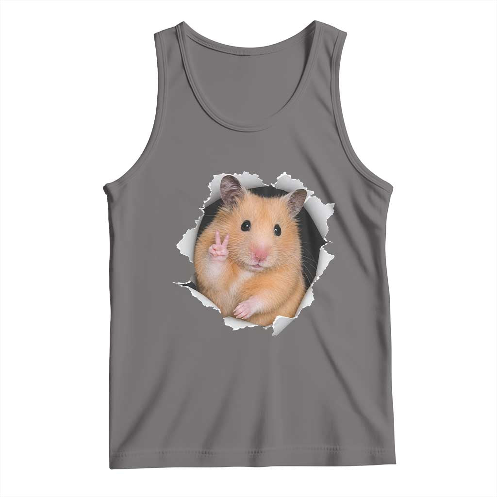 Funny Curious Hamster Peeking Through A Cracked Wall Meme Tank Top TS12 Deep Heather Print Your Wear