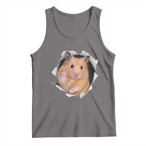 Funny Curious Hamster Peeking Through A Cracked Wall Meme Tank Top TS12 Deep Heather Print Your Wear