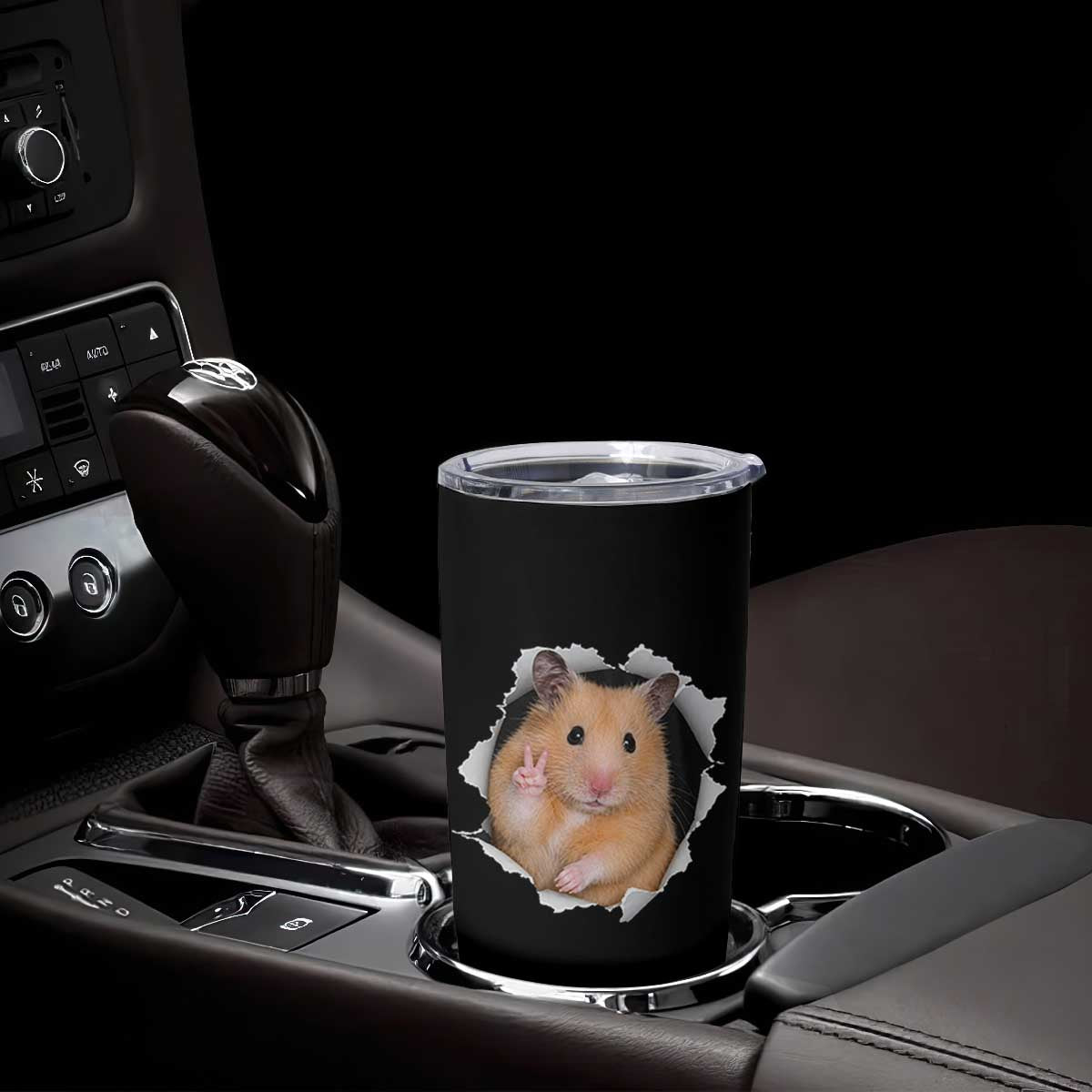 Funny Curious Hamster Peeking Through A Cracked Wall Meme Tumbler Cup TS12 Print Your Wear