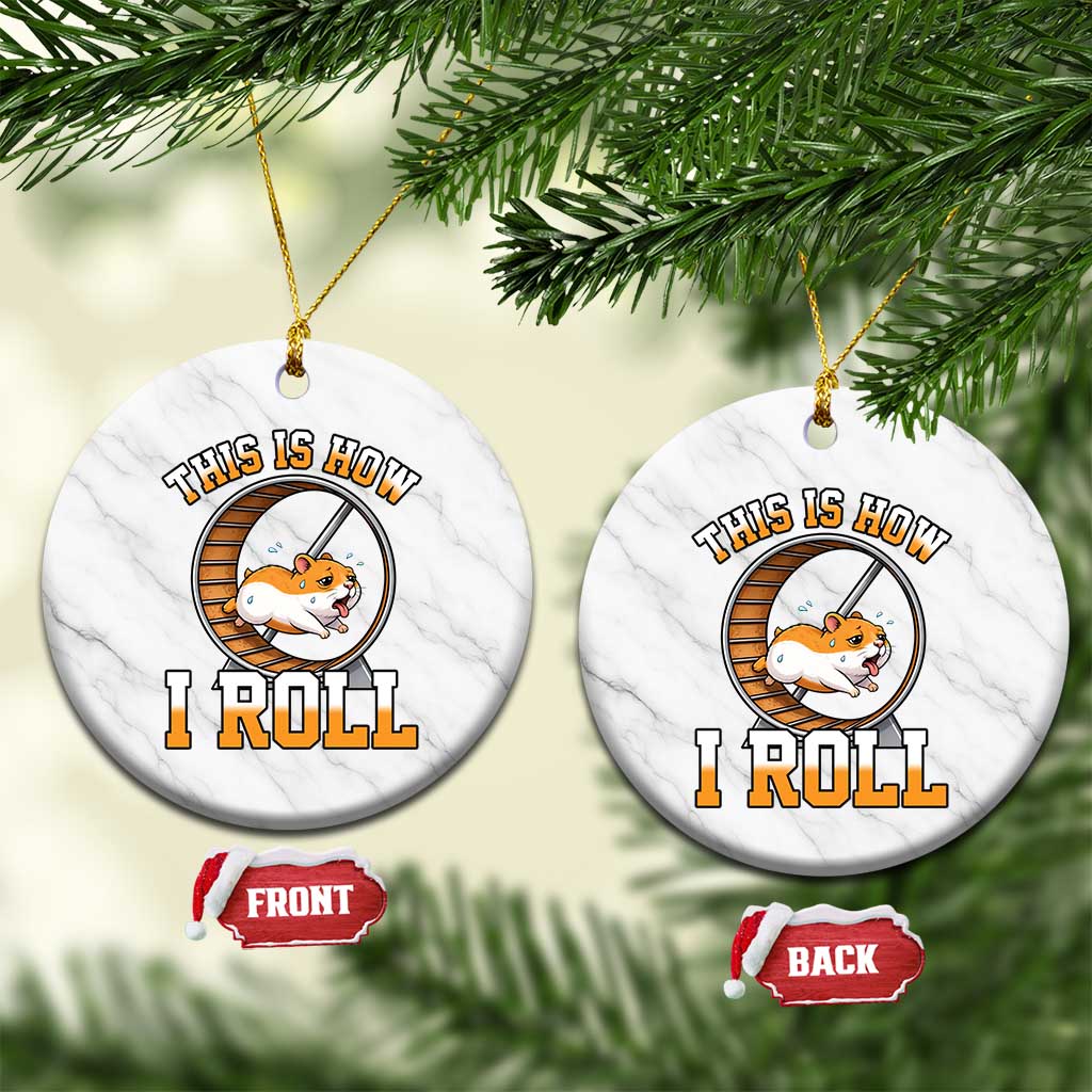 Cute Hamster Running Wheel Ceramic Ornament This Is How I Roll TS12 1pc White Marble Print Your Wear