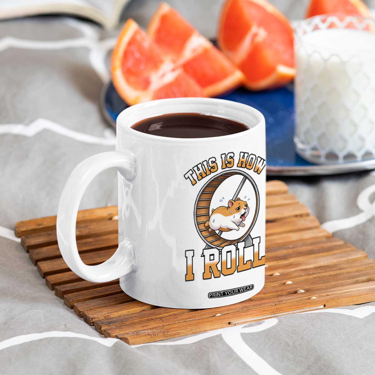 Cute Hamster Running Wheel Coffee Mug This Is How I Roll TS12 Print Your Wear