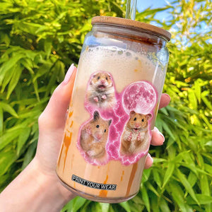 Three Hamsters Retro Graphic Glass Can Small Pet Lover Gift Idea TS12 White Print Your Wear