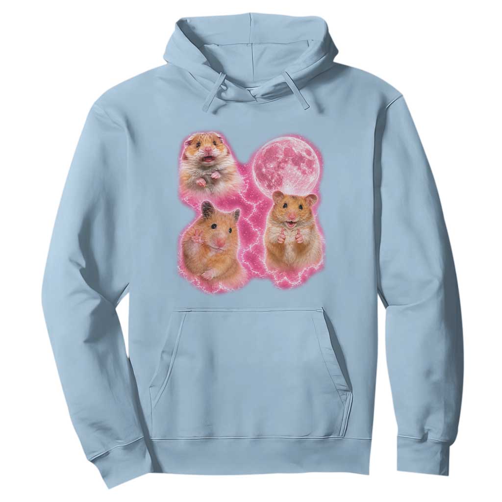 Three Hamsters Retro Graphic Hoodie Small Pet Lover Gift Idea TS12 Light Blue Print Your Wear