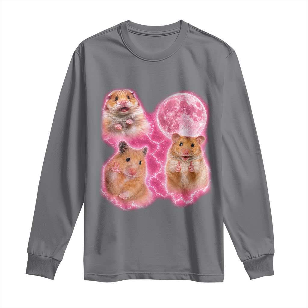 Three Hamsters Retro Graphic Long Sleeve Shirt Small Pet Lover Gift Idea TS12 Charcoal Print Your Wear
