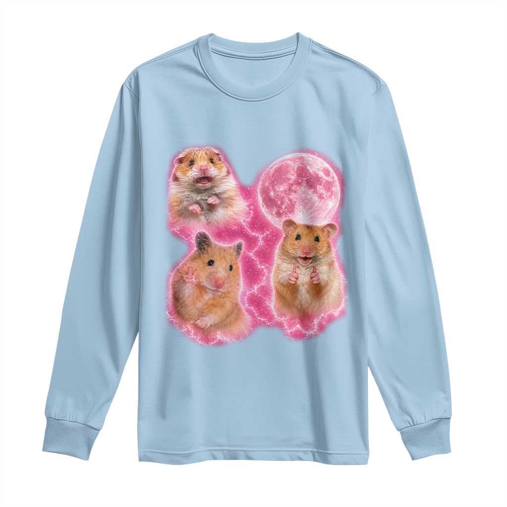 Three Hamsters Retro Graphic Long Sleeve Shirt Small Pet Lover Gift Idea TS12 Light Blue Print Your Wear