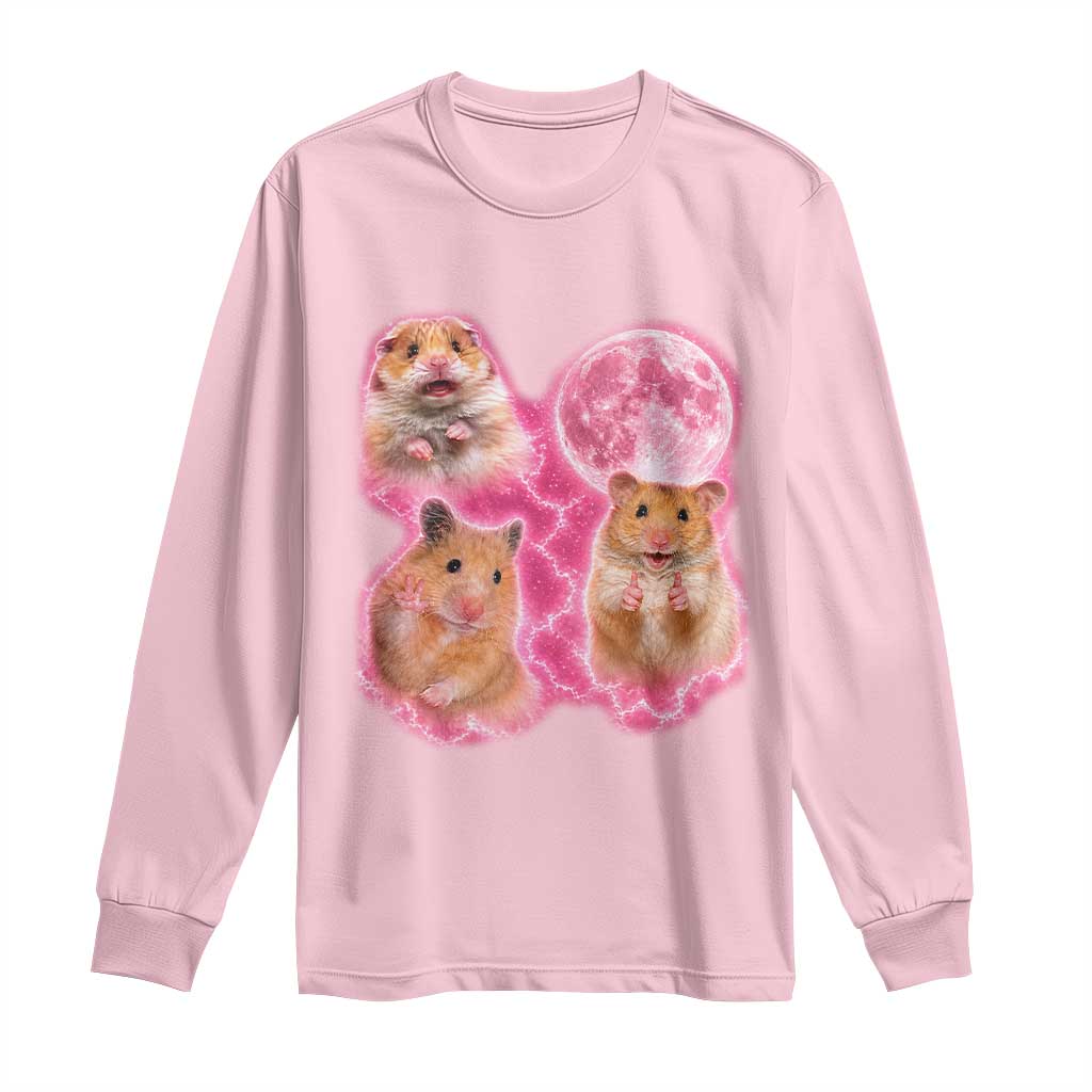 Three Hamsters Retro Graphic Long Sleeve Shirt Small Pet Lover Gift Idea TS12 Light Pink Print Your Wear