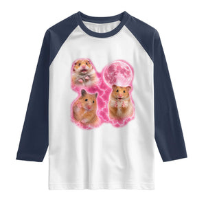 Three Hamsters Retro Graphic Raglan Shirt Small Pet Lover Gift Idea TS12 White Navy Print Your Wear
