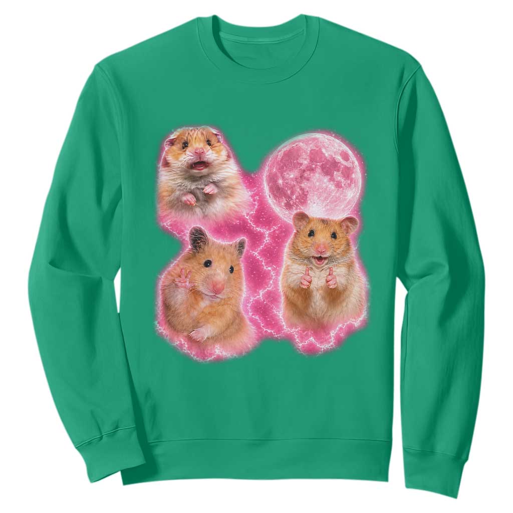 Three Hamsters Retro Graphic Sweatshirt Small Pet Lover Gift Idea TS12 Irish Green Print Your Wear