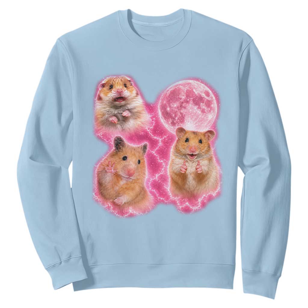 Three Hamsters Retro Graphic Sweatshirt Small Pet Lover Gift Idea TS12 Light Blue Print Your Wear