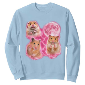 Three Hamsters Retro Graphic Sweatshirt Small Pet Lover Gift Idea TS12 Light Blue Print Your Wear