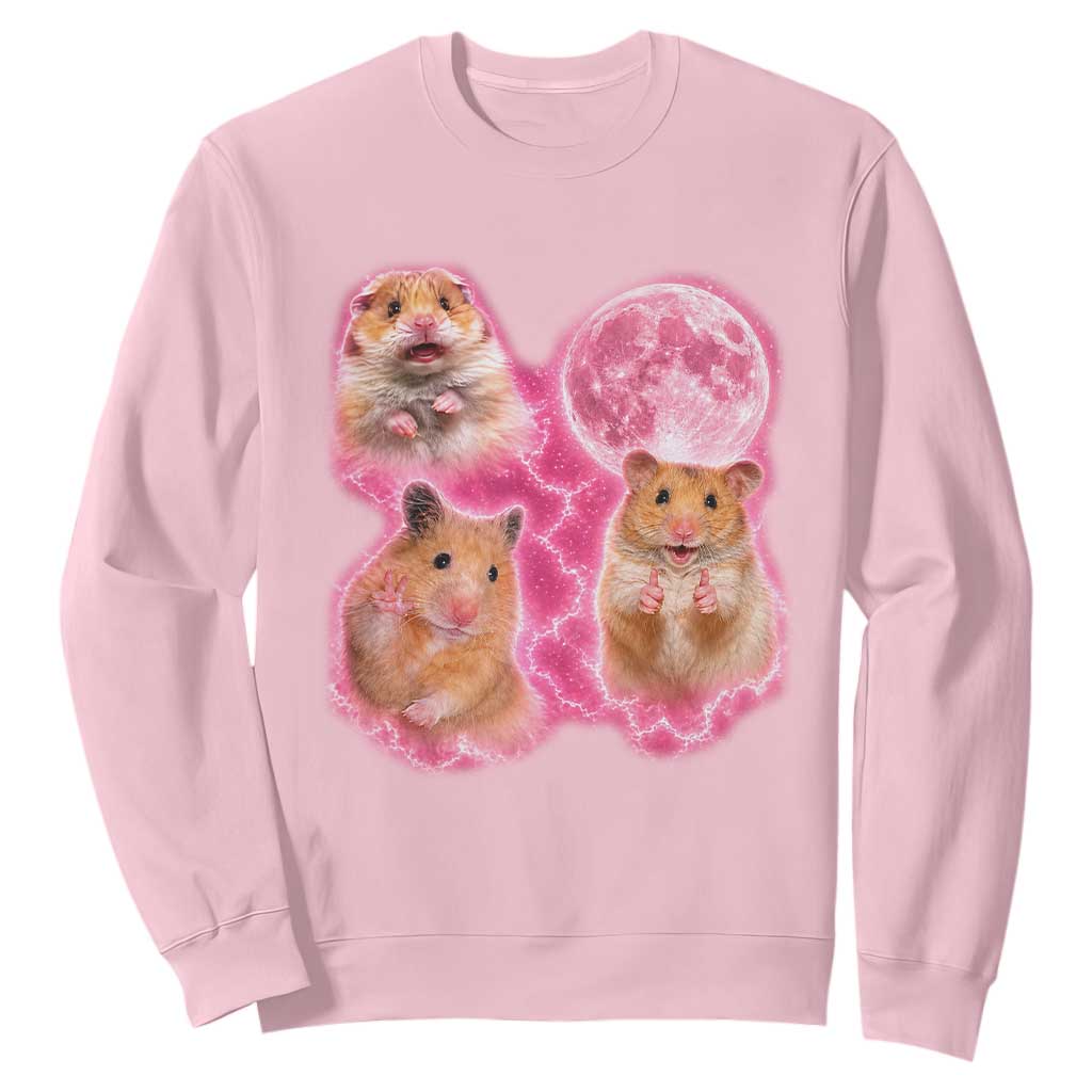 Three Hamsters Retro Graphic Sweatshirt Small Pet Lover Gift Idea TS12 Light Pink Print Your Wear