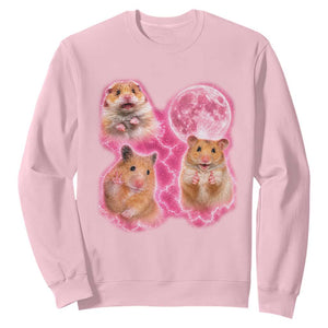 Three Hamsters Retro Graphic Sweatshirt Small Pet Lover Gift Idea TS12 Light Pink Print Your Wear