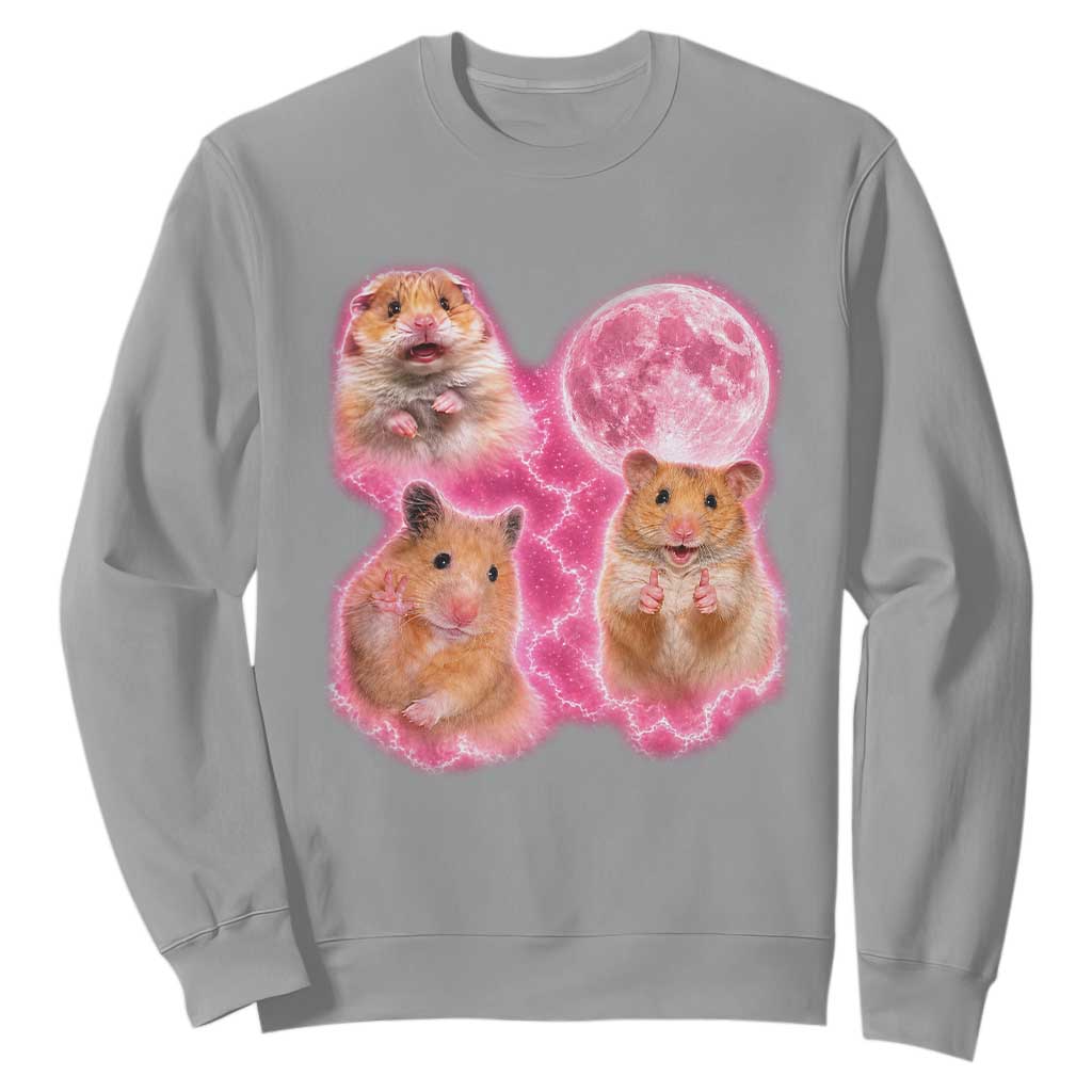 Three Hamsters Retro Graphic Sweatshirt Small Pet Lover Gift Idea TS12 Sport Gray Print Your Wear