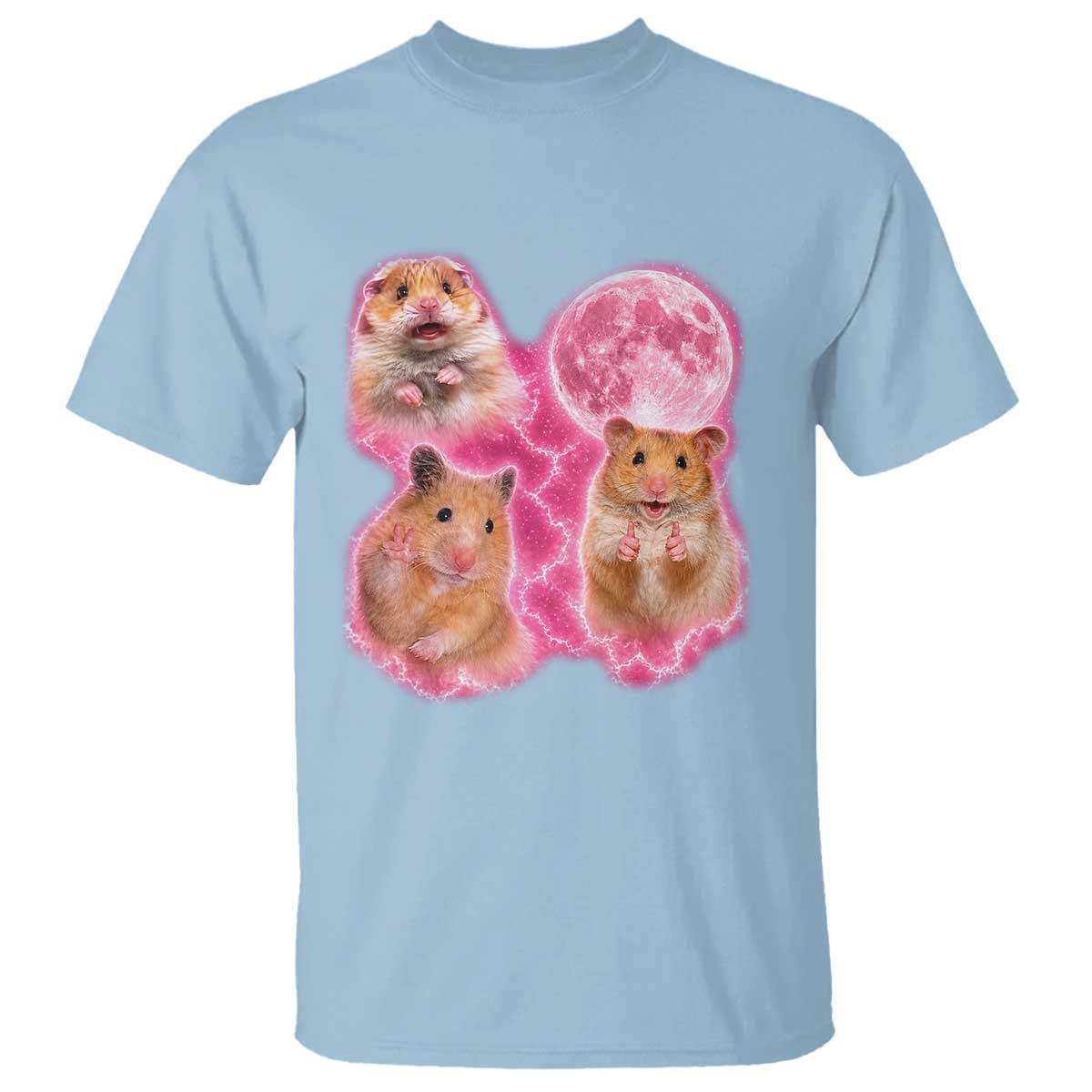Three Hamsters Retro Graphic T Shirt Small Pet Lover Gift Idea TS12 Light Blue Print Your Wear