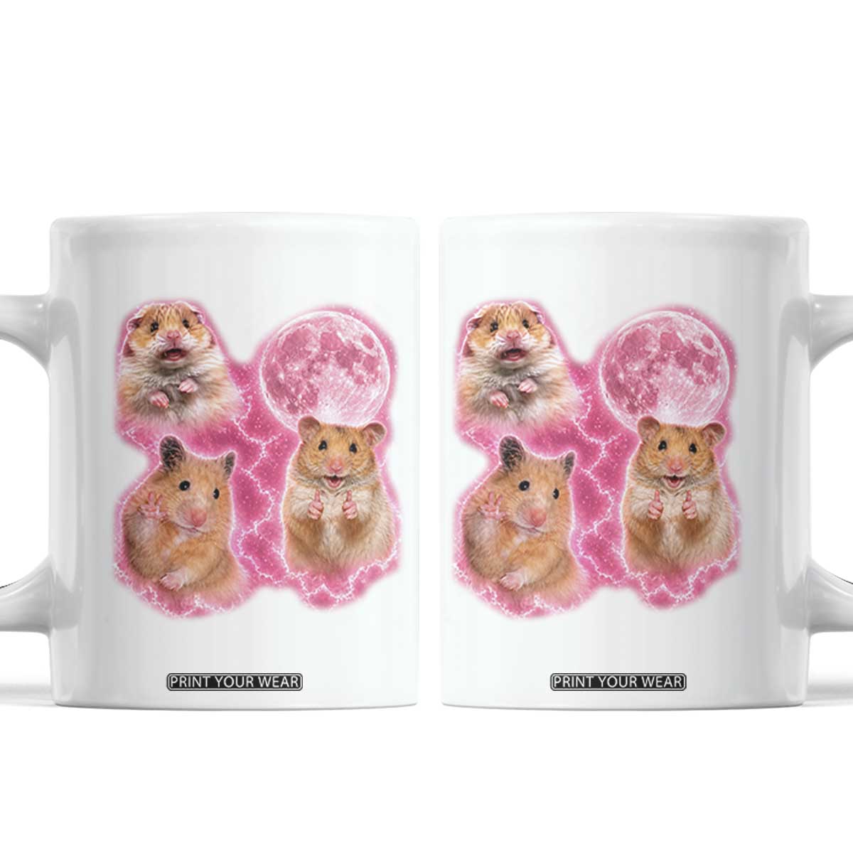 Three Hamsters Retro Graphic Coffee Mug Small Pet Lover Gift Idea TS12 White Print Your Wear