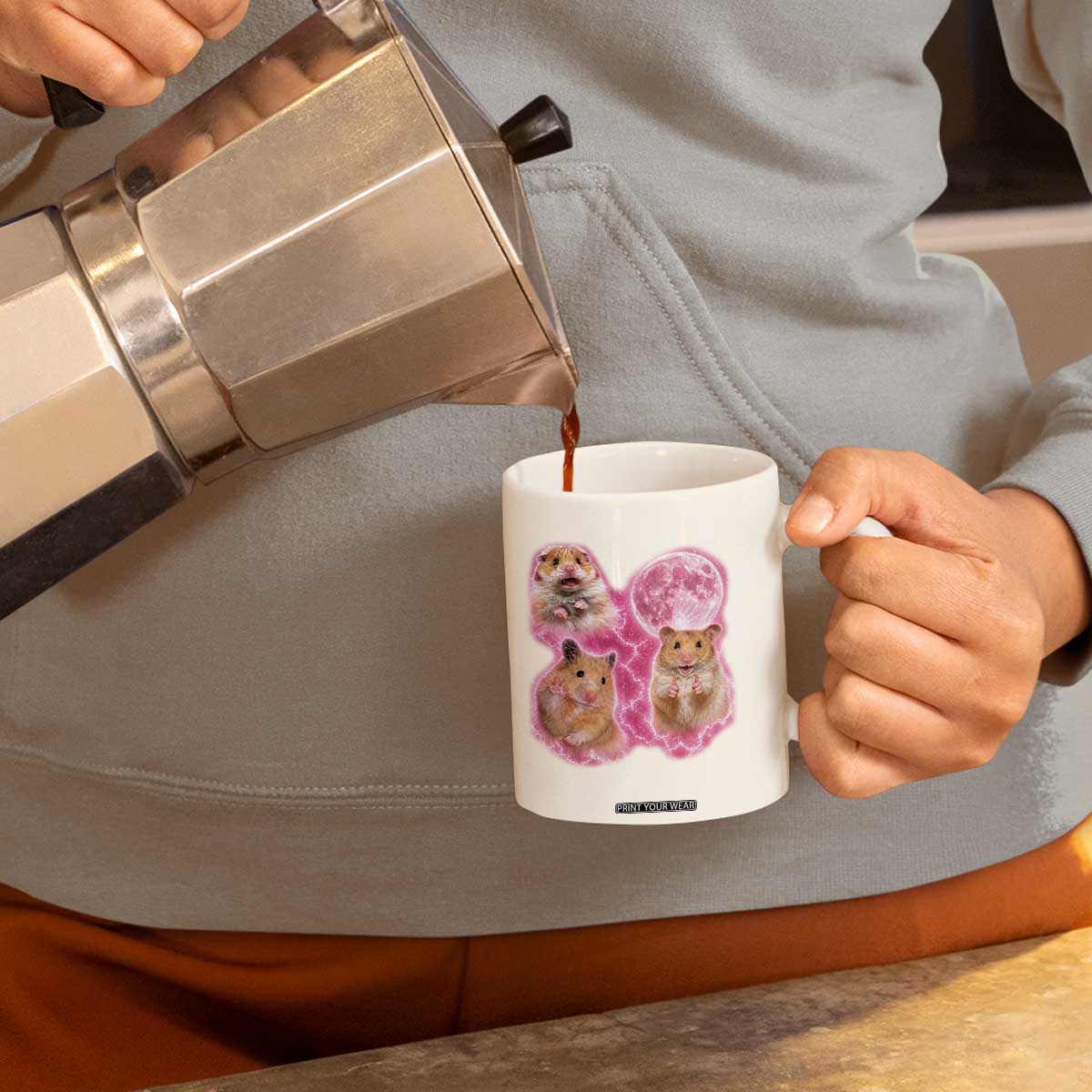 Three Hamsters Retro Graphic Coffee Mug Small Pet Lover Gift Idea TS12 Print Your Wear