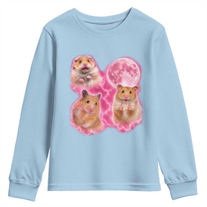 Three Hamsters Retro Graphic Youth Sweatshirt Small Pet Lover Gift Idea TS12 Light Blue Print Your Wear