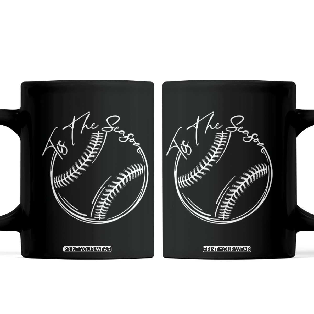 Aesthetic Tis The Season Baseball Graphic Coffee Mug Sports Fan Gift TS12 Black Print Your Wear