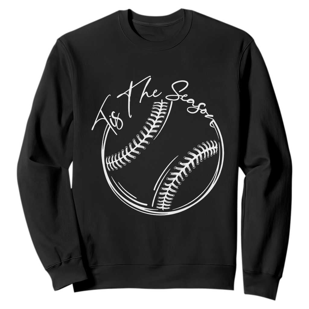 Aesthetic Tis The Season Baseball Graphic Sweatshirt Sports Fan Gift TS12 Black Print Your Wear