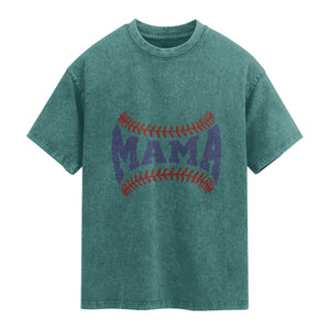 Game Day Baseball Mama Washed Cotton T-Shirt Proud Mom Gift