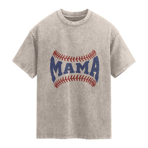 Game Day Baseball Mama Washed Cotton T-Shirt Proud Mom Gift