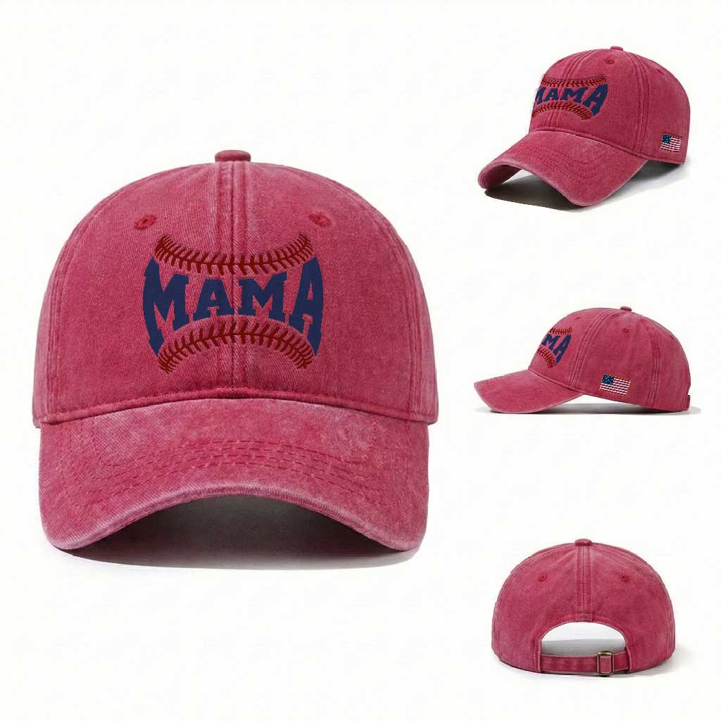 Game Day Baseball Mama Washed Cotton Baseball Cap Proud Mom Gift TS12 Washed Cap Universal Fit Red Print Your Wear