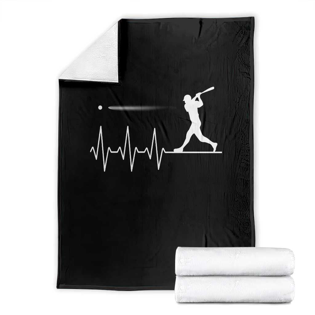 Baseball Heartbeat Line Throw Blanket Vintage Sports Lover Gift TS12 Black Print Your Wear
