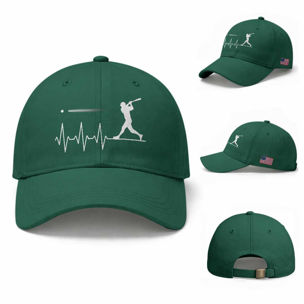 Baseball Heartbeat Line Baseball Cap Vintage Sports Lover Gift TS12 Baseball Cap Universal Fit Irish Green Print Your Wear