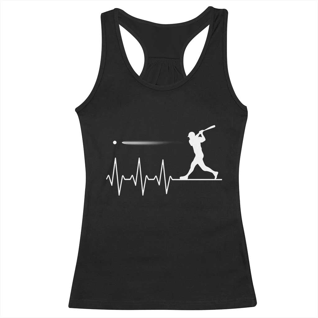 Baseball Heartbeat Line Racerback Tank Top Vintage Sports Lover Gift TS12 Black Print Your Wear