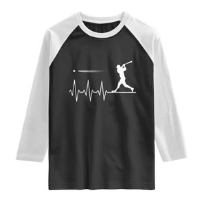 Baseball Heartbeat Line Raglan Shirt Vintage Sports Lover Gift TS12 Black White Print Your Wear