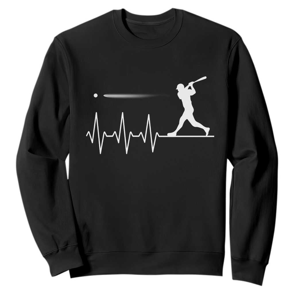 Baseball Heartbeat Line Sweatshirt Vintage Sports Lover Gift TS12 Black Print Your Wear