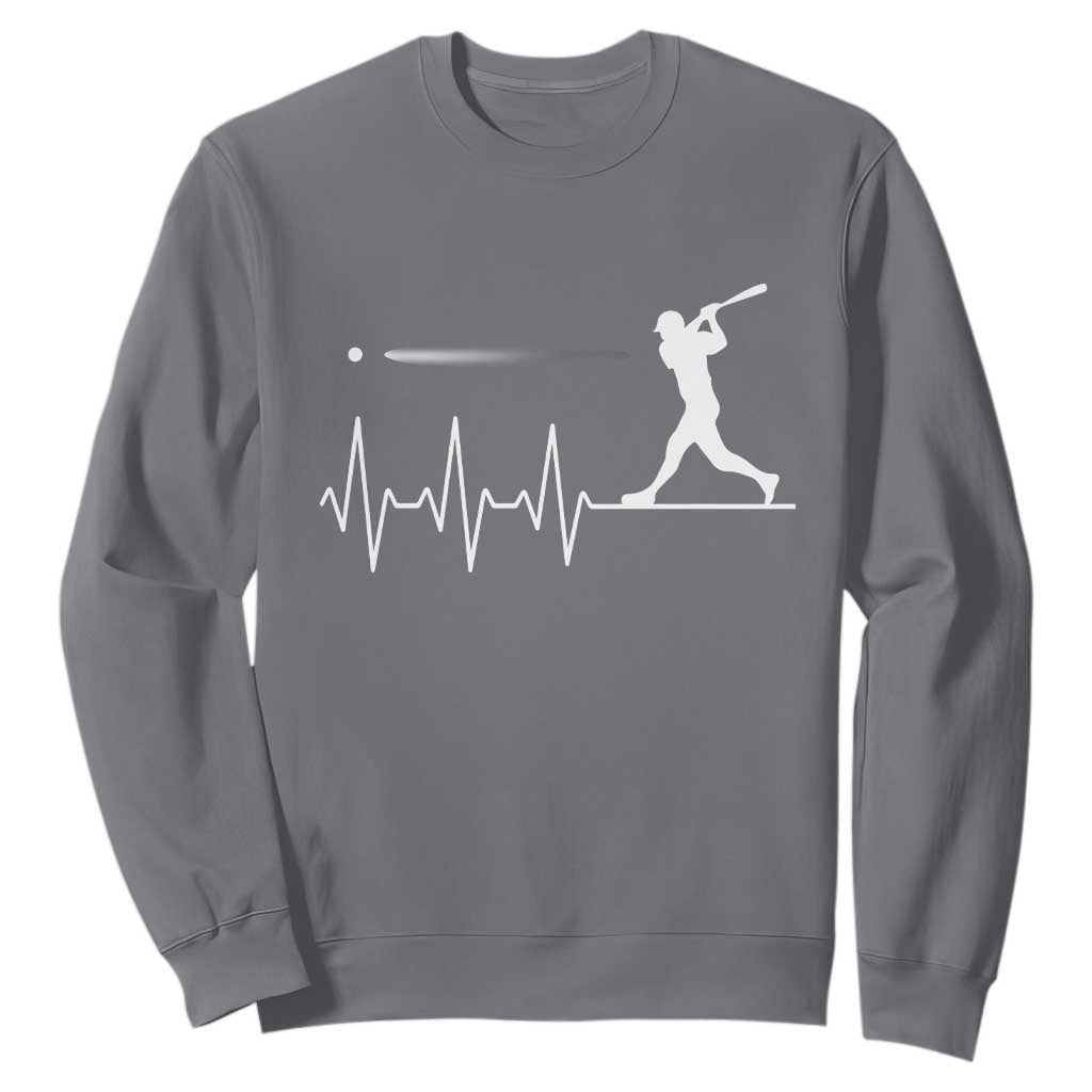 Baseball Heartbeat Line Sweatshirt Vintage Sports Lover Gift TS12 Charcoal Print Your Wear