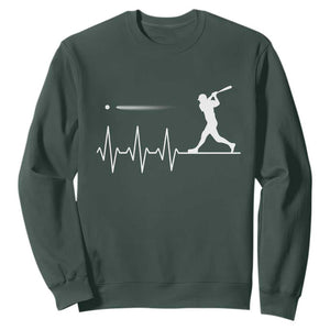 Baseball Heartbeat Line Sweatshirt Vintage Sports Lover Gift TS12 Dark Forest Green Print Your Wear