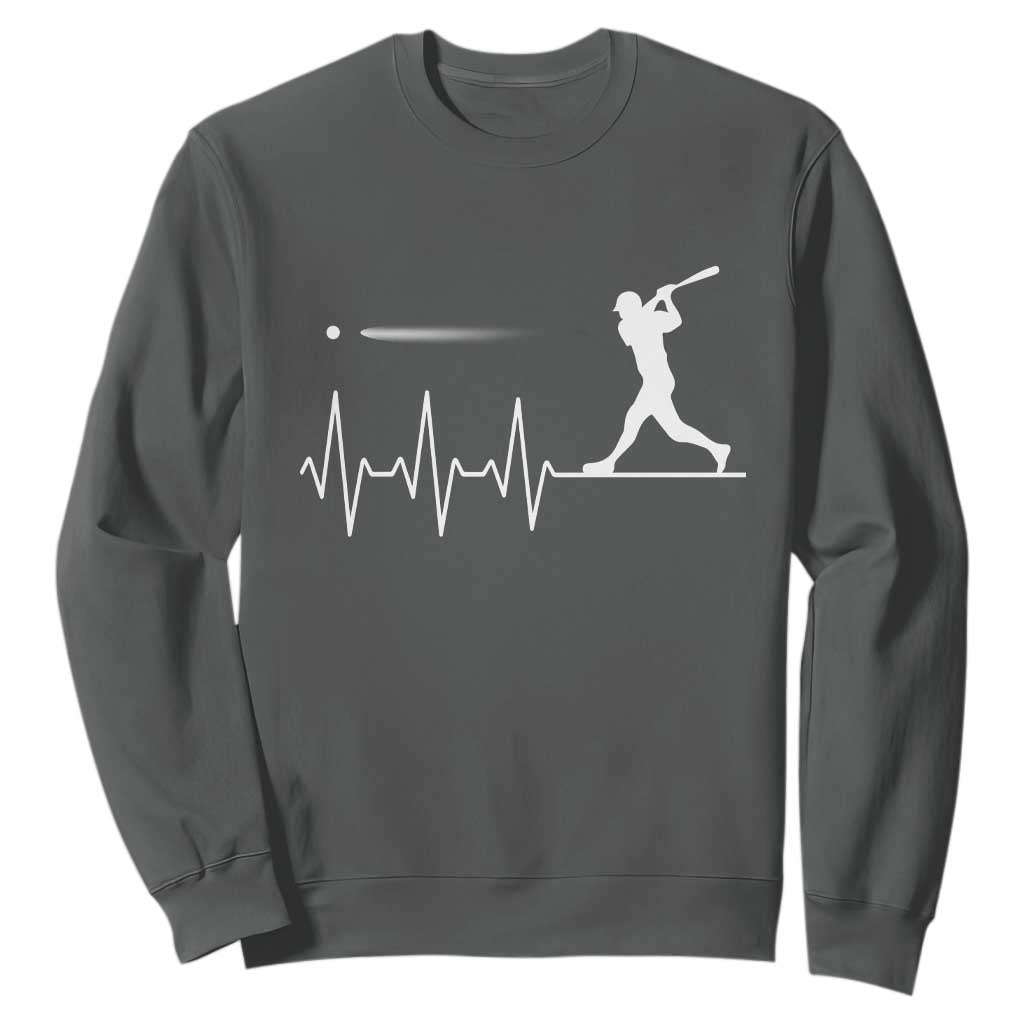 Baseball Heartbeat Line Sweatshirt Vintage Sports Lover Gift TS12 Dark Heather Print Your Wear