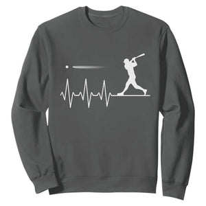 Baseball Heartbeat Line Sweatshirt Vintage Sports Lover Gift TS12 Dark Heather Print Your Wear