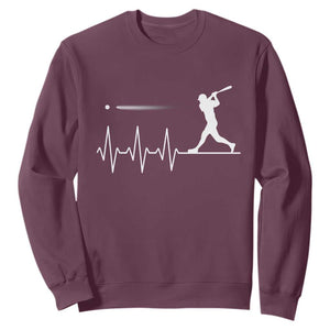 Baseball Heartbeat Line Sweatshirt Vintage Sports Lover Gift TS12 Maroon Print Your Wear