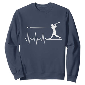 Baseball Heartbeat Line Sweatshirt Vintage Sports Lover Gift TS12 Navy Print Your Wear