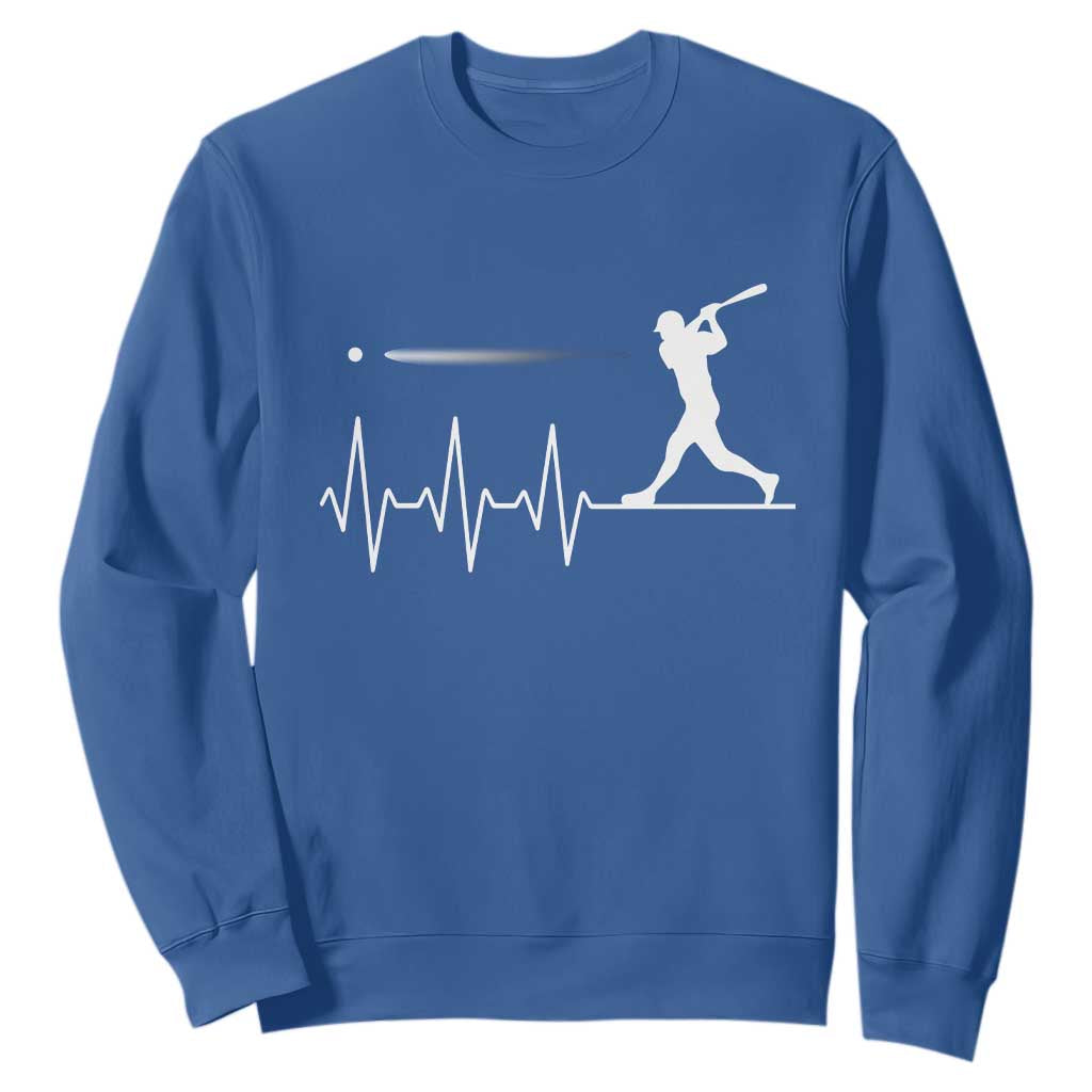 Baseball Heartbeat Line Sweatshirt Vintage Sports Lover Gift TS12 Royal Blue Print Your Wear