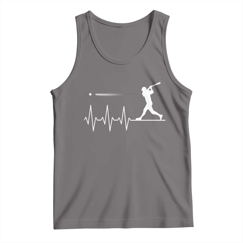 Baseball Heartbeat Line Tank Top Vintage Sports Lover Gift TS12 Deep Heather Print Your Wear