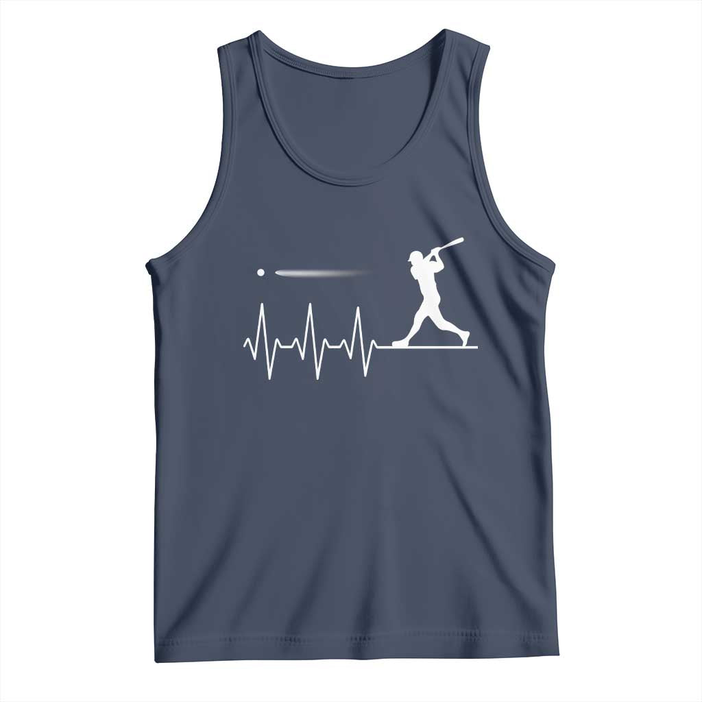 Baseball Heartbeat Line Tank Top Vintage Sports Lover Gift TS12 Navy Print Your Wear