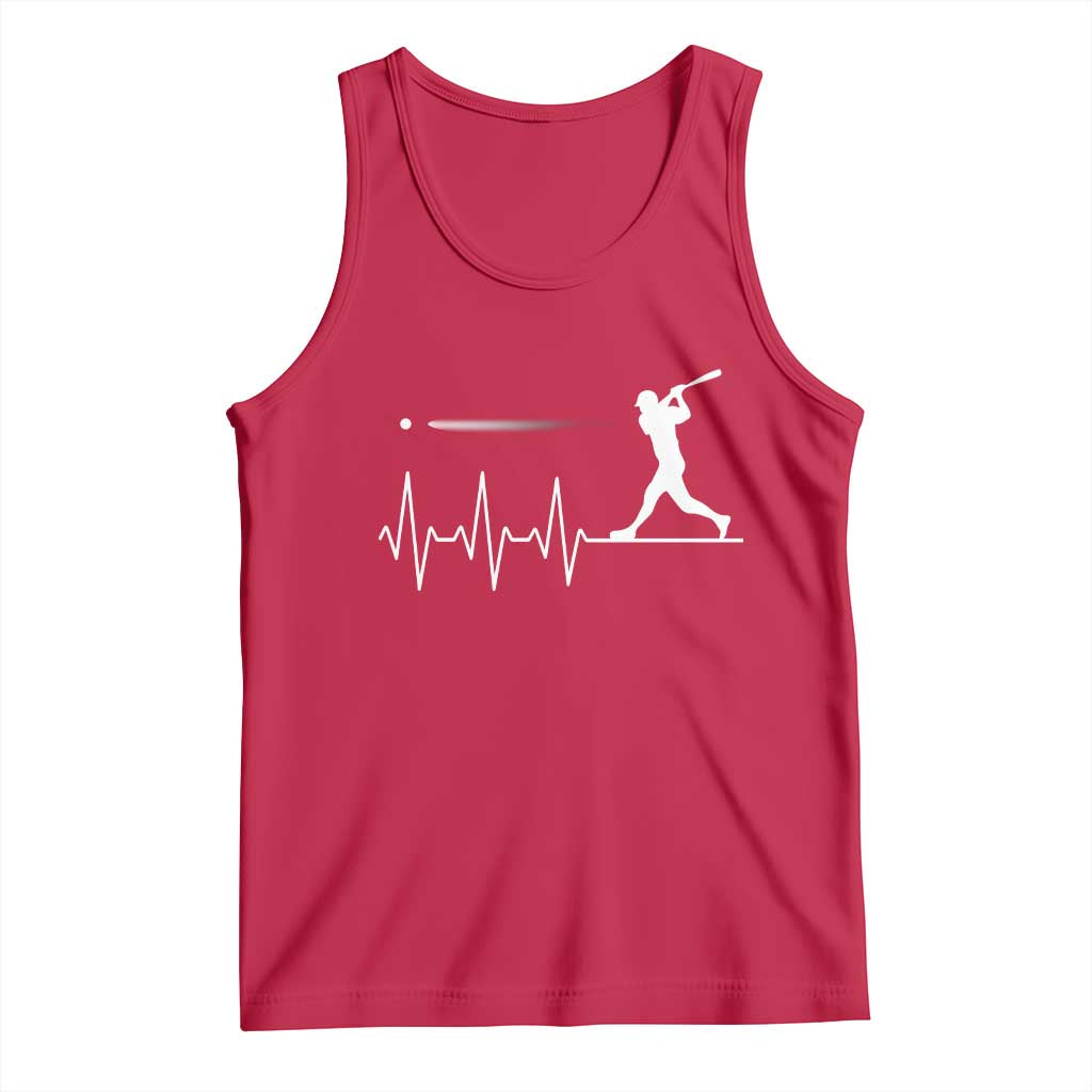Baseball Heartbeat Line Tank Top Vintage Sports Lover Gift TS12 Red Print Your Wear