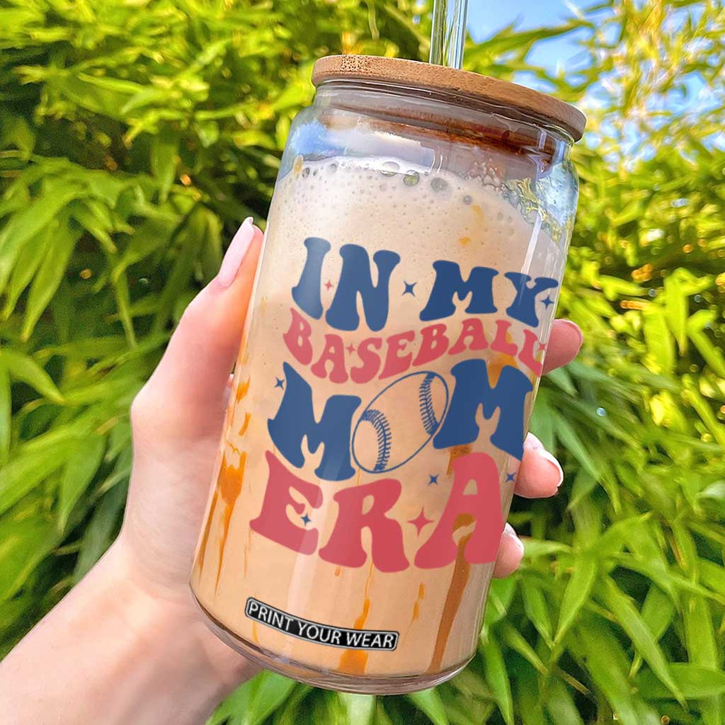In My Baseball Mom Era Glass Can Game Day Sports Mom TS12 White Print Your Wear