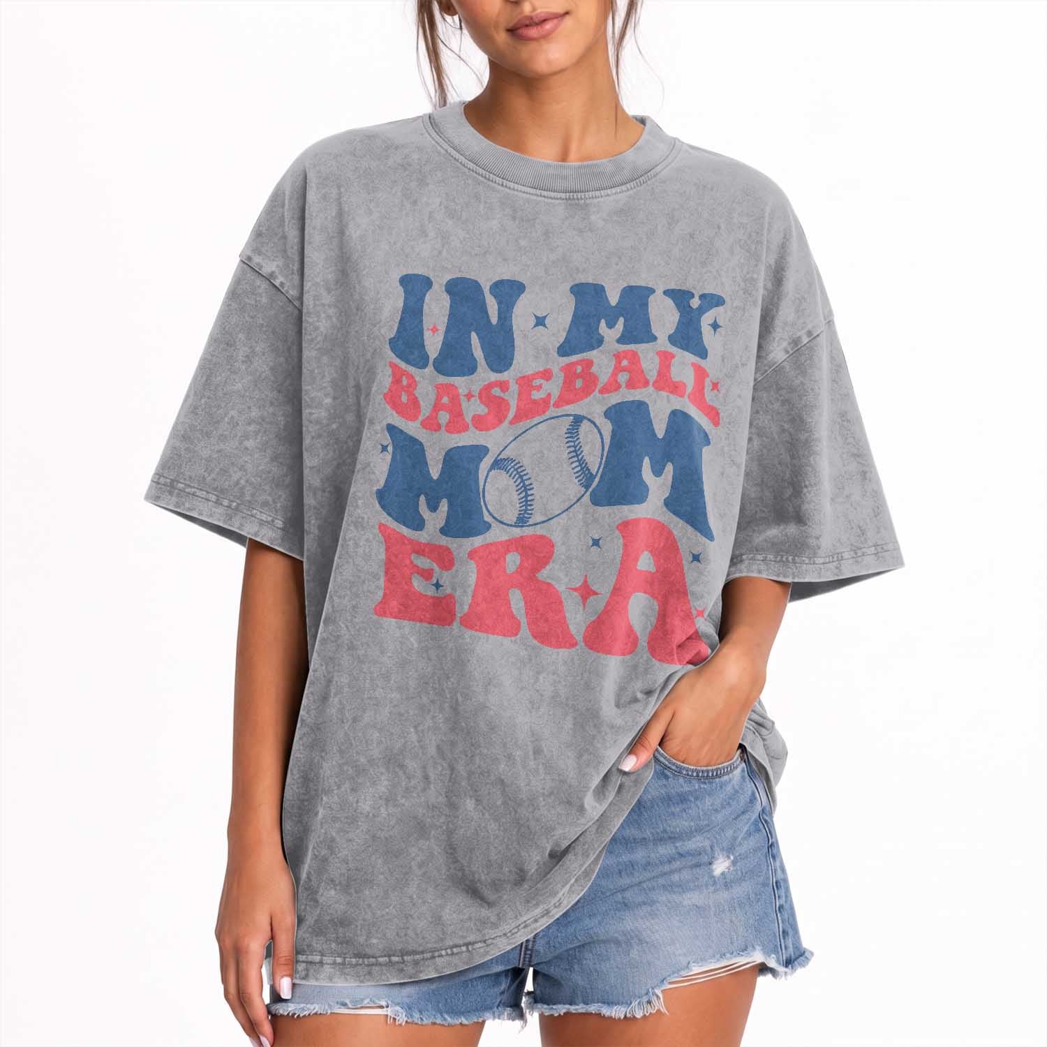 In My Baseball Mom Era Washed Cotton T-Shirt Game Day Sports Mom